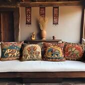 billige boho stil-4.0 stk Polyester Putecover, Trykt mønster Enkel Fritid Kvadrat Tradisjonell Klassisk