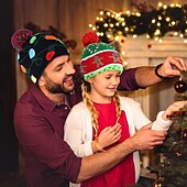 preiswerte Weihnachtsmütze &amp; Zubehör-2er-Pack LED-Weihnachtsmütze, leuchtende Weihnachtsmütze, Unisex-Strickmütze, Weihnachtsmütze mit Rentier-Weihnachtsbaum-Aufdruck für Partys