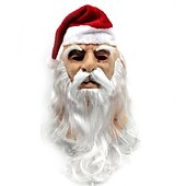 cheap Photobooth Props-Santa Mask White beard curly Grandpa Santa latex masquerade prop