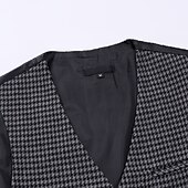 cheap Men&#039;s Vest-Men&#039;s Vest Waistcoat Wedding Daily Streetwear Business Fall Winter Print Polyester Breathable Houndstooth Single Breasted Turndown Regular Fit Black Coffee Vest