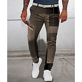 billige Slank-Pledd / Tern Grafiske trykk Geometri Fritid Herre 3D-utskrift Bukser utendørs Gate Arbeidsklær Polyester Rosa Blå Grønn S M L Medium Midje Elastisitet Bukser