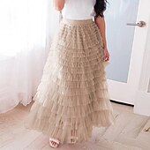 levne Jednoduché sukně-Dámské Sukně Houpačka Sukénka Elegantní Módní Na běžné nošení Maxi Vysoký pas Sukně Jednobarevné Plisé Dovolená ulice Meruňková Černá Khaki Sytě červená Jaro léto Polyester