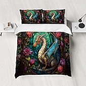 voordelige Dekbedovertreksets-2pcs/3pcs retro retro abstract vuurdraakpatroon bedset dekbedovertrek lichtgewicht en zacht geschikt voor volwassenen en kinderen groot bed klein bedset