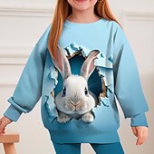 billiga Flickans 3D-djur-Påsk Flickor 3D Kanin Färggradient Sweatshirt &amp; Legging Set Set Långärmad 3D-tryck Höst Vinter Aktiv Mode Dagligen Barn 3-12 år Rund hals Utomhus Semester Datum Normal