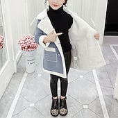 billiga Flickors trenchcoats-Barn Flickor Vinterkappa Sherpajacka Vinterjacka för barn Mode Knappar Prestanda Bomull Täcka Ytterkläder 4-12 år Vår Rodnande Rosa Blå