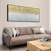 cheap Floral/Botanical Paintings-Handmade Hand Painted Oil Painting Wall Art Huge Green Oil Painting of Happy Tree Symbolizing Vibrancy and Vitality Decor Rolled Canvas No Frame Unstretched