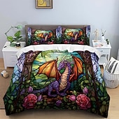 voordelige Dekbedovertreksets-2pcs/3pcs retro retro abstract vuurdraakpatroon bedset dekbedovertrek lichtgewicht en zacht geschikt voor volwassenen en kinderen groot bed klein bedset