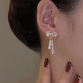 cheap Earrings-Women&#039;s Zircon Drop Earrings Fine Jewelry Classic Bowknot Personalized Stylish Earrings Jewelry Silver For Wedding Party 1 Pair dress to impress 2025