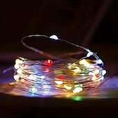 cheap Battery String Lights-1M-10Leds/2M-20Leds/3M-30Leds/5M-50Leds/10M-100Leds Copper Wire String Light with Battery Box Waterproof and Non-conductive Christmas Halloween Wedding Festival Indoor and Outdoor Decorative Light