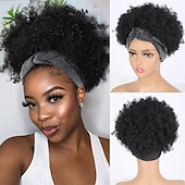 cheap Older Wigs-Afro Kinky Curly Wig Headband Wig Gray Wigs for Women Short Curly Afro Wig with Headband Attached Synthetic Gray Ombre Wig Womens Curly Real Hair Glueless Wig Gray Hair Wigs 4Inch