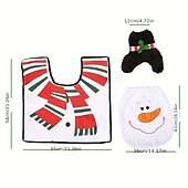 abordables Accessoires de bain de Noël-3 pièces/ensemble de décoration de salle de bain sur le thème du Père Noël, comprend une housse de siège de toilette, des tapis, une housse de boîte à eau et une housse de boîte de papier toilette, décoration de Noël.