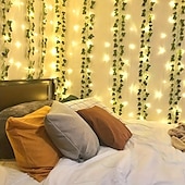 abordables Guirlandes lumineuses à piles-Guirlande lumineuse élégante en fil de cuivre avec lierre pour réception de mariage – 2 m à 10 m, 20 à 100 LED, alimentée par batterie, pour la décoration de la maison et du jardin
