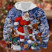 Christmas Men's Santa Claus 3D Hoodies Graphic Santa Claus Prints Daily Classic Casual 3D Pullover White Cotton3
