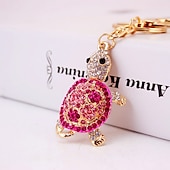 economico Ornamenti e pendenti per auto-novità strass tartaruga portachiavi portachiavi moda animale tartaruga metallo cristallo ciondolo borsa regalo