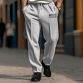 baratos Perna Reta-Homens Calças Esportivas Corredor Calças Calça de moletom de perna reta Calças Plissadas Com Cordão Cintura elástica Perna reta Bandeiras Conforto Respirável Casual Diário Feriado Esportes Moda