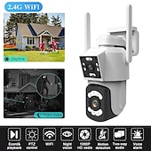 cheap Outdoor IP Network Cameras-2.4G WIFI Security CCTV Camera Dual Len Wireless IP Camera Two-Way Audio Talk Auto Tracking Waterproof Network Camera Digital Zoom Surveillance PTZ Camera