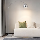 preiswerte LED-Stehlampe-Stehleuchte, Stehleuchte, Bogen-Stehleuchte, Lese-Stehleuchte, Stahl/Nickel matt, satiniert, verstellbar, Grande Edelstahl, 110–240 V