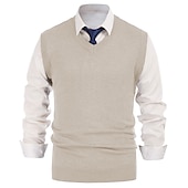 abordables suéter de los hombres-Hombre Chaleco suéter Sueter de lana Pull-over Tejer Escote en V Profunda De Punto Color sólido Escote en Pico Básico Elegante Ropa Invierno Otoño Negro Vino M L XL