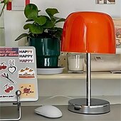 cheap Table Lamps-1pc Retro Glass Mushroom Table Lamp, Modern Bedroom Bedside Homestay Atmosphere Decor Lamp Living Dining Room Medieval Glass Desk Lamp