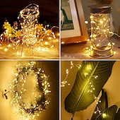 رخيصةأون يعمل بالبطاريات-أضواء سلسلة الألعاب النارية LED لعيد الميلاد 3m 100leds 6m 200leds 8 أوضاع إضاءة تعمل بالبطارية LED سلك نحاسي ضوء لشجرة عيد الميلاد وحفلات الزفاف وديكور المنزل