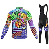 economico Set di abbigliamento da uomo-Per uomo Maglia da ciclismo con salopette Manica Lunga Mountain Bike MTB Ciclismo su strada Inverno Autunno Lilla Rosa Blu Grafico Bicicletta Cuscinetto 3D Asciugatura Rapida Tasca Posteriore