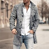 preiswerte Herren-Blazer &amp; -Anzüge-Herren Wintermantel Mantel Trenchcoat Outdoor Freizeitskleidung Herbst Winter Polyester Oberbekleidung Bekleidung Modisch Strassenmode Geometrisch Kargen Einreihiger Verschluss