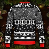 お買い得  男性の醜いセーター-醜いクリスマスセーター メンズ 面白いセーター スカル 文字 スノーフレーク ゴシック プリント 編み物 プルオーバー ジャンパー ニットウェア 大晦日セーター アウトドア 日常 休暇 長袖 ワイン ブラック レッド 秋 冬