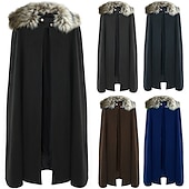 economico Trench da uomo-Per uomo Trench Mantello / mantelle Poncho Feste Esterno Inverno Poliestere Tenere al caldo Capispalla Abbigliamento Di tendenza Streetwear Liscio Colletto di pelliccia Bavero