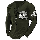 voordelige Vintage T-shirts-Voor heren Grafisch opa T-shirt Lange mouw T-shirt 3D-afdrukken Overhemd Modieus Dagelijks Buiten Casual Feestdagen Uitgaan Zwart Wit Bordeaux Lente &amp; Herfst Kleding S M L XL 2XL 3XL