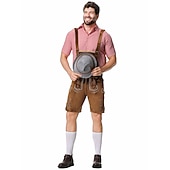 preiswerte Männer-Oktoberfest Lederhosen Hemd Bayerisch Bayerisch Deutsch Wiesn Herren Stoff im traditionellen Stil Bluse Shorts Hut