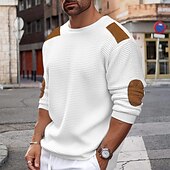 economico maglione pullover da uomo-Per uomo Felpa Maglione A coste Nido d&#039;ape Maglia Lavorato a maglia Liscio Girocollo Tenere al caldo Contemporaneo moderno Da tutti i giorni Per uscire Abbigliamento Autunno inverno Nero Bianco S M L