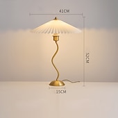 economico lampada da comodino-lampade da tavolo, paralume in tessuto plissettato, lampada da scrivania a led, lampade da comodino retrò a forma di ombrello, luce notturna dimmerabile a 3 vie con base in metallo, per camera da