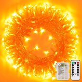 abordables Guirlandes lumineuses à piles-Halloween Noël boîte à piles étanche guirlande lumineuse 8 fonctions télécommande intérieure et extérieure cour jardin décoration de mariage lumière 4m-30leds/6.5m-50leds/10m-100leds