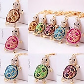economico Ornamenti e pendenti per auto-novità strass tartaruga portachiavi portachiavi moda animale tartaruga metallo cristallo ciondolo borsa regalo