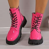 levne Bojové boty-Dámské Boty Boty na platformě Obuv military styl Boty se šněrováním Párty Denní Pevná barva Kotníkové boty Booties Zima Platforma Blokovat patu Oblá špička prázdniny Na běžné nošení Pohodlné Uměl