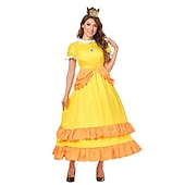  Cosplay-kostym prinsessan Peach Super Bros Cosplay Vuxna Dam Karnival Maskerad Mardi Gras Karnival Halloween Prestanda Klä ut