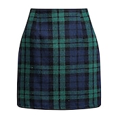 abordables Jupes-Femme Jupe Moulante Mode Décontractées Mini Taille haute Jupes Plaid Imprimer Vacances Plein Air Saphir Turquoise Vert foncé Café foncé Hiver Laineux