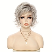 voordelige oudere pruik-Synthetische pruiken Gekruld Pixie-kapsel Pruik Kort Grijs Licht blond Synthetisch haar Dames Modieus ontwerp Verstelbaar comfy Blond Donker Grijs