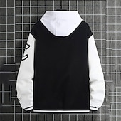 voordelige Herenjacks &amp; jassen-Voor heren Bomberjack Overgangsjack Varsity-jas Buiten Vakantie Warm Knop Zak Herfst Winter Kleurenblok Modieus Streetwear Opstaande boord Normaal Appel Groen Zwart Bordeaux Bruin Groen Jacks