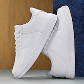 billiga Herrsneakers-Herr Sneakers Kontor / Business Vita skor Promenad Ledigt Dagligen Läder Bekväm Korta stövlar / ankelstövlar Loafers Svart Vit Vår Höst