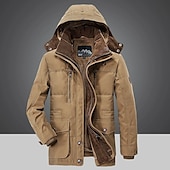 preiswerte Herrenjacken &amp; Herrenmäntel-Herren Wintermantel Fleecejacke Warm Verdicken Outdoor Freizeitskleidung Feste Farbe Oberbekleidung Bekleidung Blau Grün Kaki