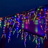abordables Guirlandes lumineuses à brancher-Lumière de Noël LED rideau glaçon fée guirlande lumineuse 3.5 m 96 LED flexible lumière de Noël pour cour garden party patio décor éclairage coloré ue us au royaume-uni plug