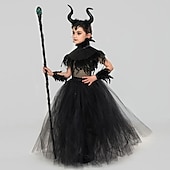 preiswerte Kostüme für Mädchen-Halloween Hexe Maleficent Walpurgisnacht Kleid Cosplay Kostüm Tutu Kinder Mädchen Cosplay Halloween Leistung Party Halloween Halloween Karneval Maskerade Einfaches Karnevalskostüm