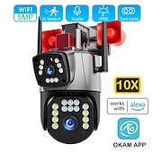 voordelige IP-netwerkcamera&#039;s voor buiten-evkvo 5mp dual lens draadloze beveiligingscamera&#039;s 10x digitale zoom kleur nachtzicht 2-weg audio ptz afstandsbediening auto tracking vooraf ingestelde punten &amp; cruisefuncties voor huisbeveiliging