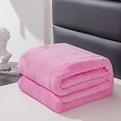 cheap Bed Blankets-Super Soft Coral Fleece Blanket Light Weight Solid Pink Blue Faux Fur Mink Throw Sofa Cover Bedspread Flannel Blankets Fleece Blanket Sherpa Blanket