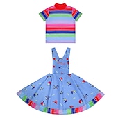 cheap Couple &amp; Group Costumes-Chucky Scary Doll Outfits 2 PCS Halloween Group Family Costumes Boys Girls&#039; Movie Cosplay Costume Halloween Carnival Children&#039;s Day