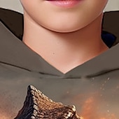 billiga Pojkens 3D-djur-Pojkar 3D Dinosaurie Huvtröja Pullover Långärmad 3D-tryck Höst Vinter Mode Streetwear Häftig Barn 3-12 år Utomhus Ledigt Dagligen Normal