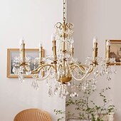 abordables Lustres style bougie-lustre led plafonnier en cristal 6/8 tête k9 cristal conception unique lumières encastrées en acier inoxydable led style nordique lustres de style bougie 110-120v 220-240v