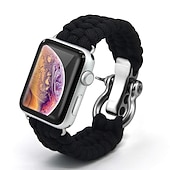 baratos Pulseiras de Apple Watch-1 pacote Corda trançada artesanal Compatível com Pulseira Apple Watch 38mm 40mm 41mm 42mm 44mm 45mm 49mm Entrançado Elástico Ajustável Tecido pulseira de substituição para iwatch Ultra 2 Series 9 8 7