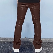 cheap Casual Pants-Men&#039;s Trousers Faux Leather Pants Casual Pants Pocket Plain Comfort Breathable Outdoor Daily Going out Fashion Casual Black Red